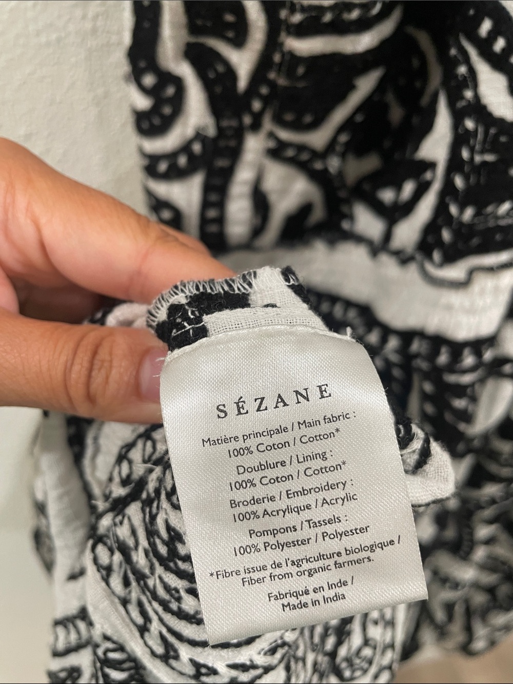 Sézane Anaka Dress Black & Cream Embroidered Print Tiered Maxi Dress 36 - Picture 14 of 14